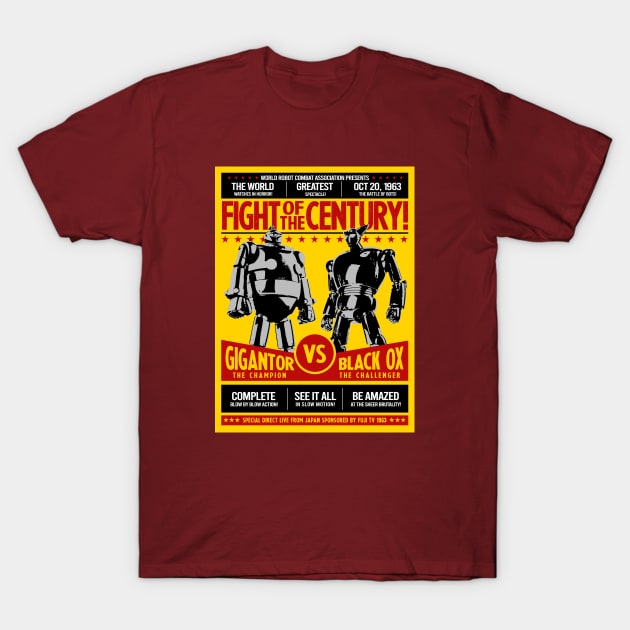 GIANTOR vs. BLACK OX fight poster T-Shirt by KERZILLA